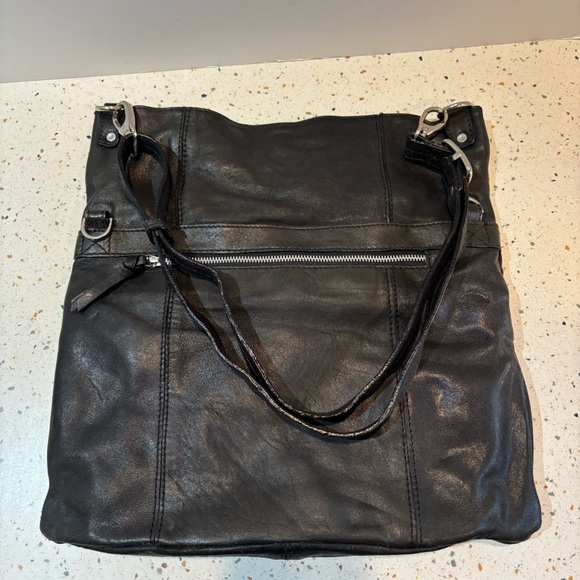 Nino Bossi Black Leather Tote Handbag Multiple Pockets‎ - Picture 7 of 16